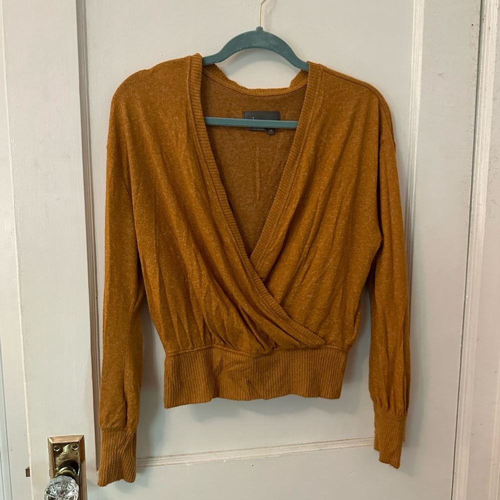 Anthropologie cross over cropped sweater